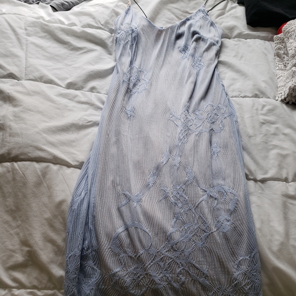 A baby blue lace dress
